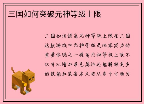 三国如何突破元神等级上限